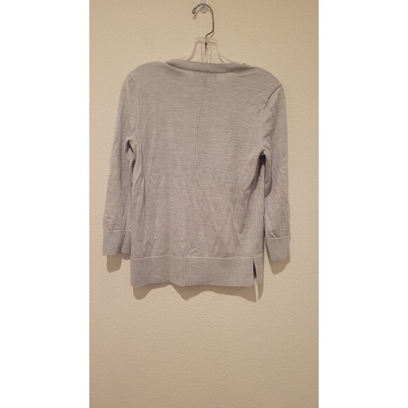 Banana Republic Extra Fine Merino Wool Sweater 3/4 Sleeves Heather Grey Small - Picture 2 of 7